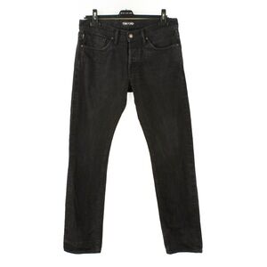 Tom Ford Dark Wash Black Selvedge Straight Cut Denim Jeans Pants